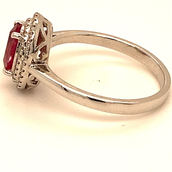 1.00 CT Radiant Cut Pink Lab Grown Diamond Halo Engagement  Pink Sapphire 1.30ct Solid 950 Platinum Ring